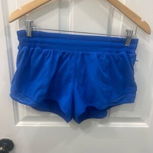 Lululemon Hotty Hot Low-Rise 2.5” inseam shorts in a blue color, size 8